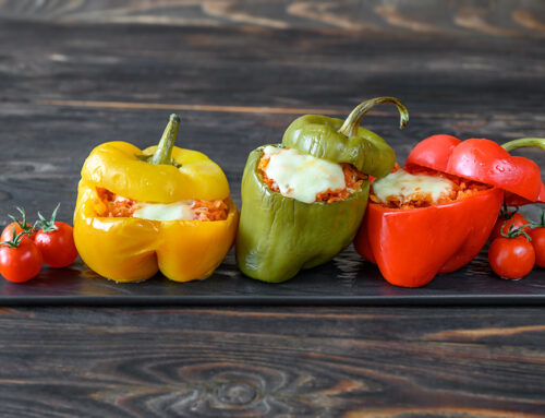 Smoke-Roasted Bell Peppers Stuffed with Garden Vegetables